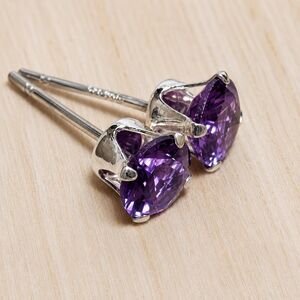 Synthetic Alexandrite Earring in Sterling Silver .925  Stud Round 5mm 1.00ct tw